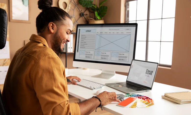 Responsive web design displayed on various devices in a digital landscape