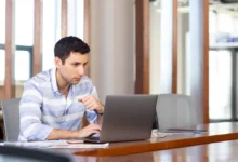 Meta's AI chatbot concept with a futuristic search engine interface displayed on a digital screen.