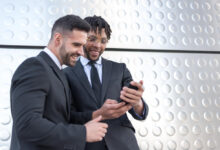A smartphone screen displaying Facebook Marketplace ads for local businesses.