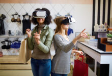 A shopper using Instagram's AR filters to virtually try on sunglasses before purchasing.