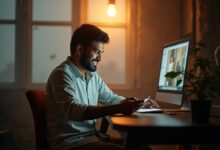 Team members working together in Canva's collaborative design space