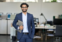 Professional using LinkedIn video cover story to enhance personal brand