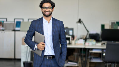 Professional using LinkedIn video cover story to enhance personal brand