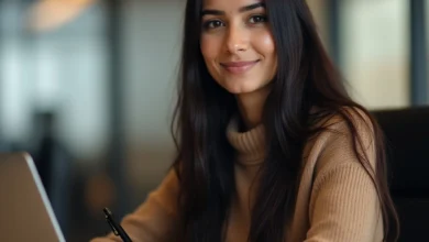 A digital marketer using AI-powered tools to personalize customer content across devices and platforms in real time.