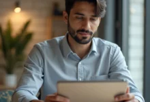 Tablet mockup showing Google AI search results with integrated Shopping ads