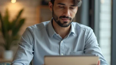 Tablet mockup showing Google AI search results with integrated Shopping ads