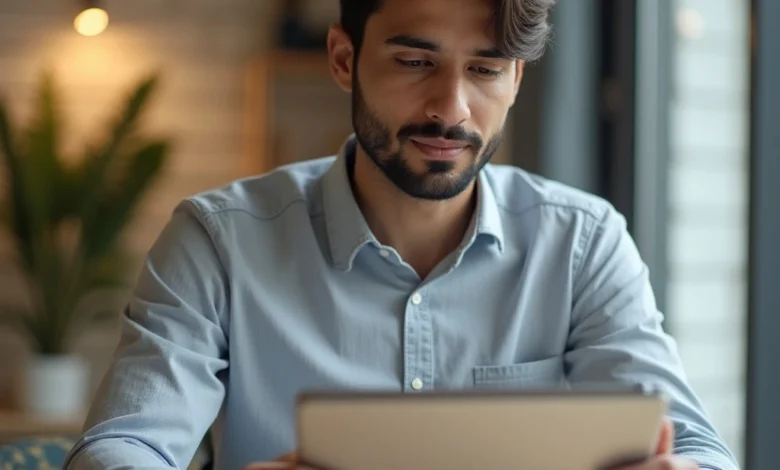 Tablet mockup showing Google AI search results with integrated Shopping ads