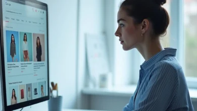 A user browsing Google’s AI Overview with visual product panels displaying shoppable results