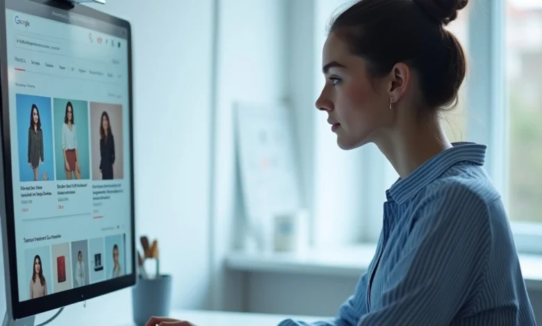 A user browsing Google’s AI Overview with visual product panels displaying shoppable results