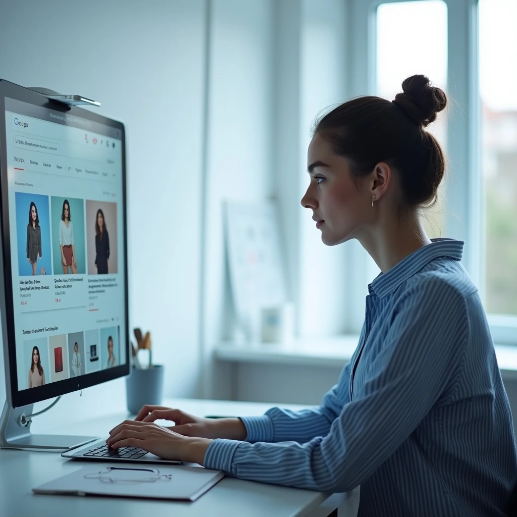 A user browsing Google’s AI Overview with visual product panels displaying shoppable results