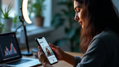 Young content creator editing a vertical video on a smartphone with Instagram Ad Breaks interface visible on screen