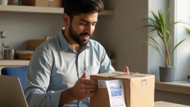 Seller preparing a package to ship an item sold on Facebook Marketplace