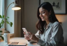 Indian woman browsing shopping items on Instagram with AI suggestions