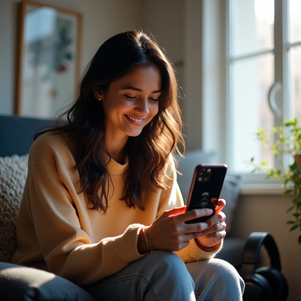 Young content creator using Instagram Reels new audio tools on smartphone