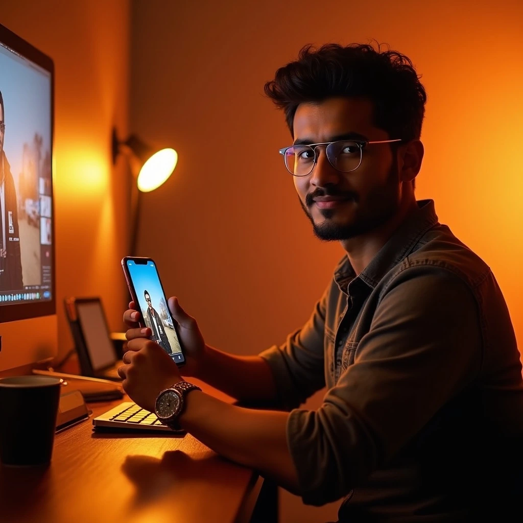 Indian content creator using Instagram Reels Remix feature to create collaborative video content.