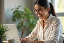 Indian professional using LinkedIn on a laptop to explore Career Pathways for skill-building and career development.