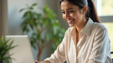 Indian professional using LinkedIn on a laptop to explore Career Pathways for skill-building and career development.
