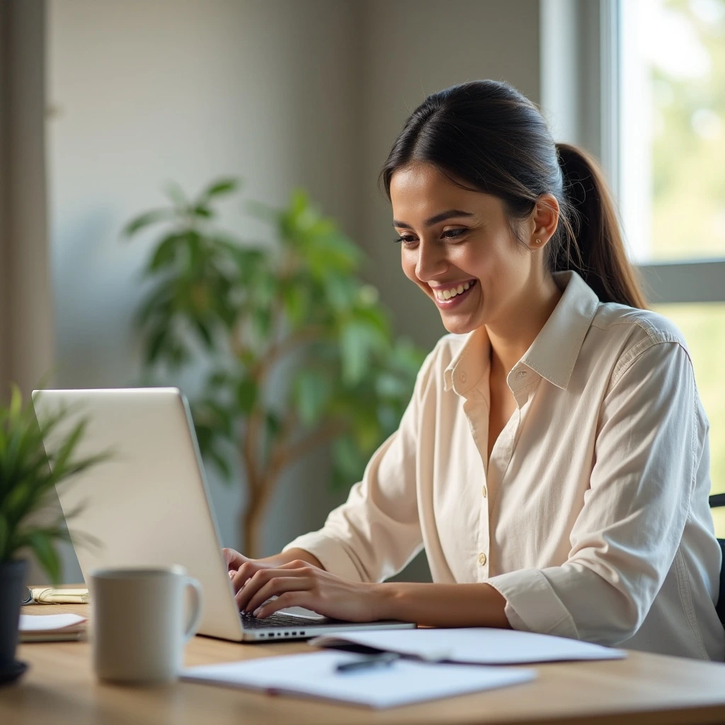 Indian professional using LinkedIn on a laptop to explore Career Pathways for skill-building and career development.
