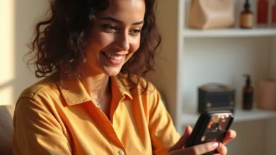 A diverse group of professionals using LinkedIn Learning Hub on digital devices in a modern workspace