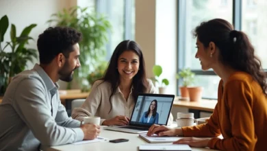 Young Indian female professional receiving career mentorship on LinkedIn via video call.
