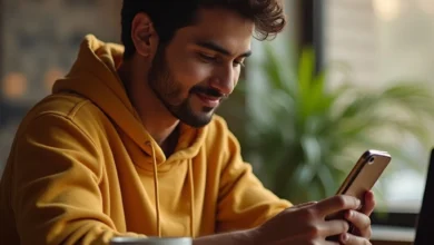 Young user exploring Snapchat Discover tab with personalized content tiles on smartphone