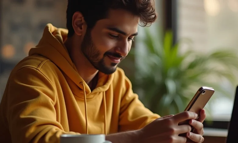 Young user exploring Snapchat Discover tab with personalized content tiles on smartphone