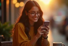 A woman browsing TikTok Shopping Ads with product links and live shopping features on a mobile screen