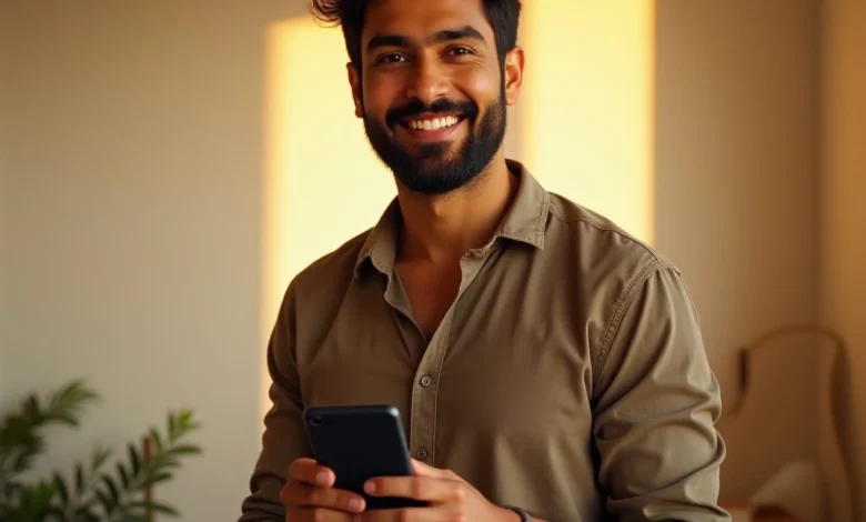 Indian male content creator facing camera in sunlight-lit minimal room, representing YouTube Shorts creators