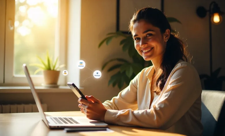 Job seeker viewing LinkedIn AI-Based Skill Recommendations on a smartphone in a professional setting.