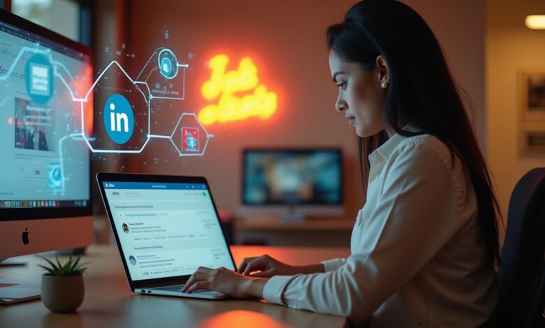 Professional using LinkedIn AI-Powered Job Recommendations to search for career opportunities.