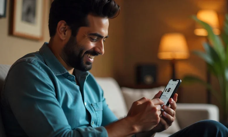 An individual interacting with Spotify's new AI-powered personalized ads on their mobile device, showcasing tailored audio ads.