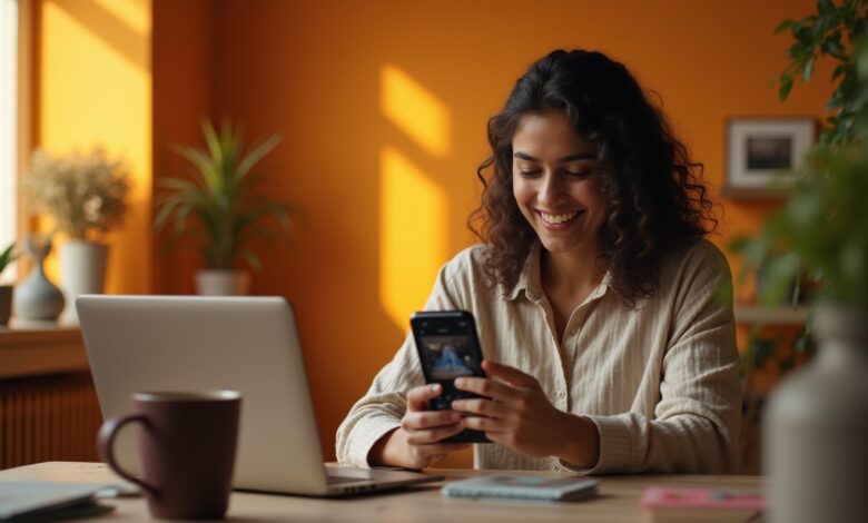 An Indian content creator engaging with TikTok's AI-Powered Content Discovery feature, discovering personalized content based on their interests.