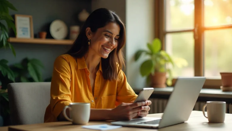 An Indian male user interacting with WhatsApp across multiple devices, demonstrating the advanced multi-device support feature.