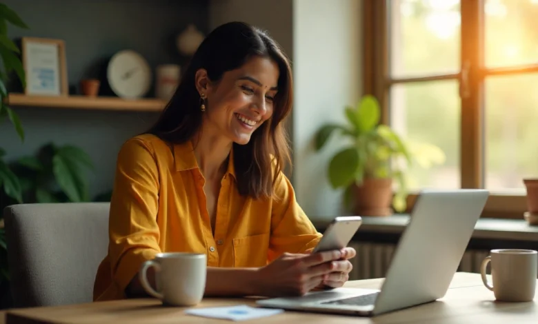 An Indian male user interacting with WhatsApp across multiple devices, demonstrating the advanced multi-device support feature.