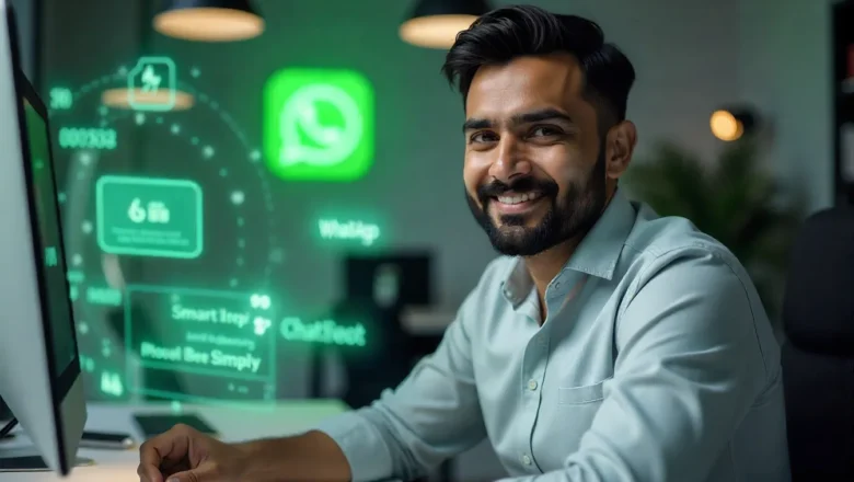 WhatsApp Business chat interface showing AI-generated smart reply suggestions on mobile screen