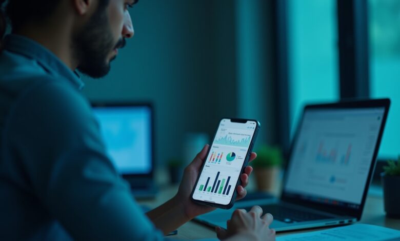 Indian business professional using WhatsApp’s new Business Analytics for customer engagement.