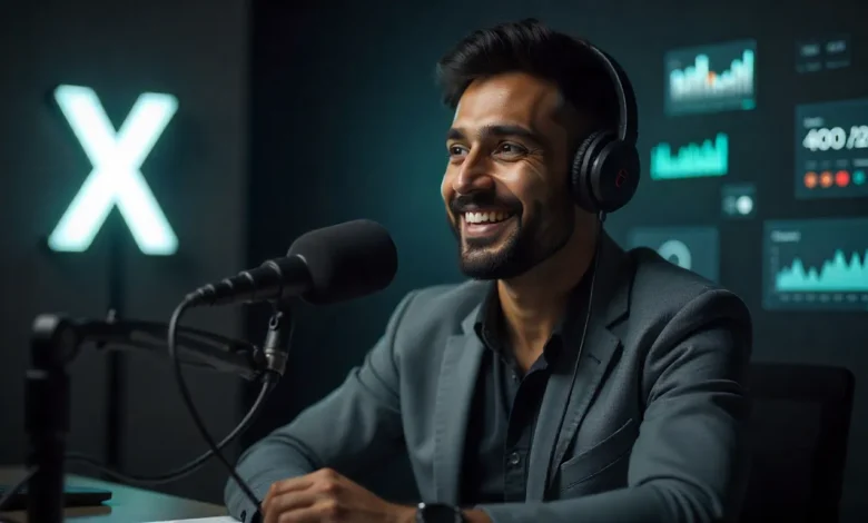 Content creator hosting a Ticketed Space on X with monetization tools shown on mobile screen