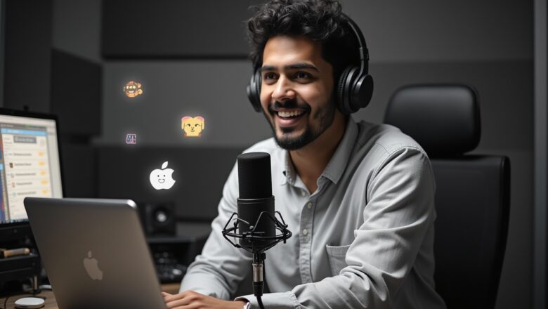 Indian podcast host using X Spaces with real-time poll results visible on-screen, engaging with a live audio audience.
