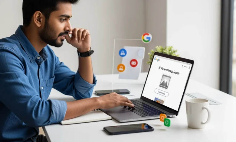 User testing Google AI-Powered Image Search with a product photo on mobile