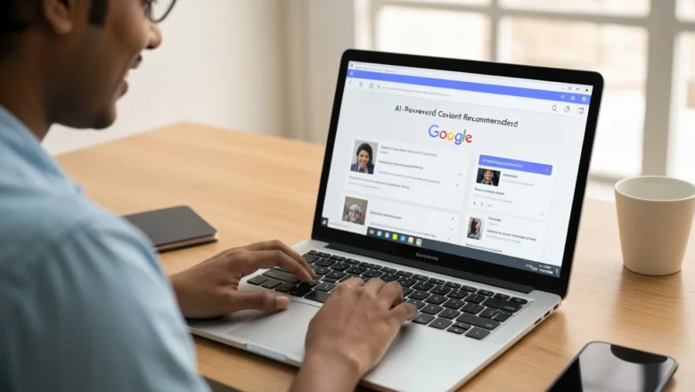 Google search results showing AI-powered Content Recommendations