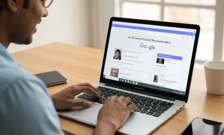 Google search results showing AI-powered Content Recommendations