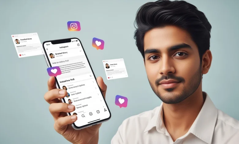 Brand using Instagram interactive polls in stories to engage followers