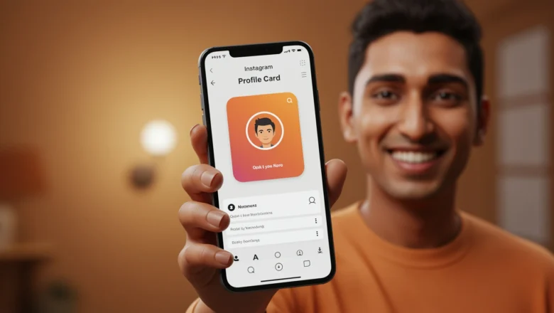 A user displaying Instagram Profile Cards on their phone for quick sharing