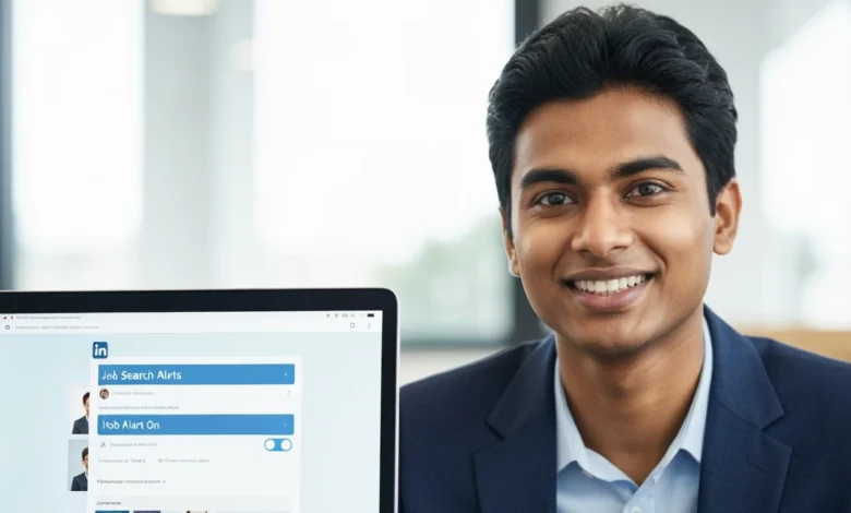 LinkedIn job search alerts feature on mobile phone screen