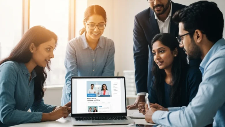 Business owners collaborating on digital campaigns with real-time post sharing