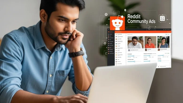 Marketer using Reddit Community Ads dashboard to target niche markets
