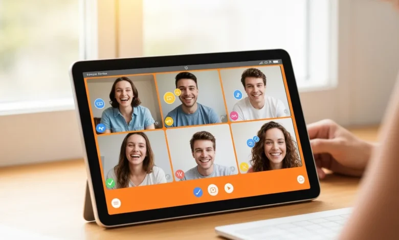 Snapchat group video chat with reactions feature in use