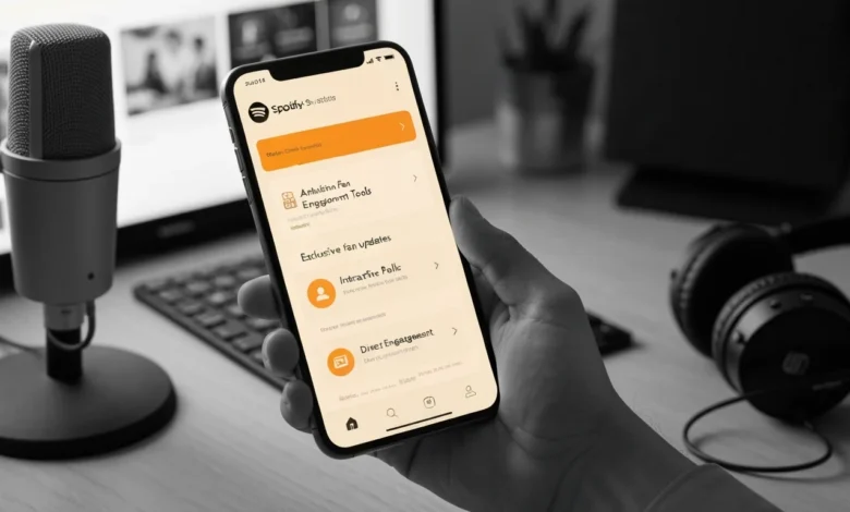 Spotify’s Artist Fan Engagement Tools interface showing fan interaction options