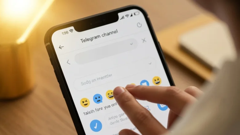 User tapping emojis in a Telegram channel reaction feature