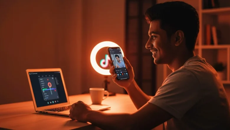 TikTok creator using AI-powered Editing Tools inside the app